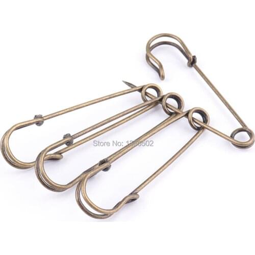10pcs 50/63/70mm bronze color Vintage Color Safety Pins charming pins Finding for Earring Sewing Tool
