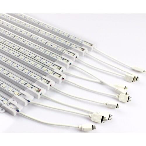 10pcs SMD 5050 0.5m RGB Led bar Light No waterproof U aluminium profile DC 12V 36 LEDs tube Hard luces strip Free Shipping