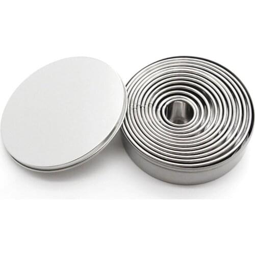 12PCs/Set Round Shape Cookie Cutter Slicers Bread Biscuit Stainless Steel Cake Mold Sugar Fondant Decorating Tool ZA6378