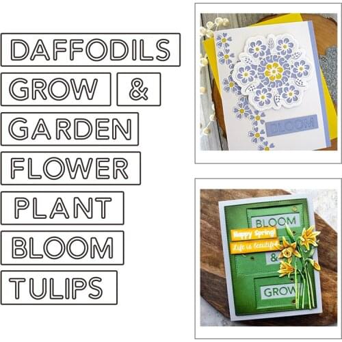 2021 New English Words Daffodils Grow Garden Metal Cutting Dies For Mould Cut Paper Making Greeting Card Scrapbooking No Stamps