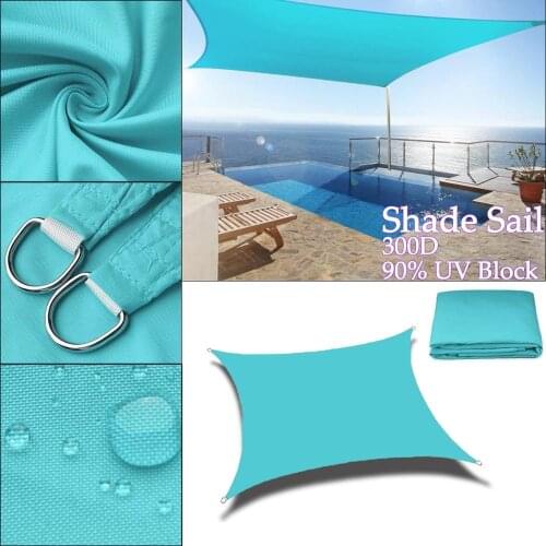 300D Waterproof Skyblue Square Rectangle Shade Sail garden terrace Canopy swimming Sun shade Camping Hiking Yard sail awning