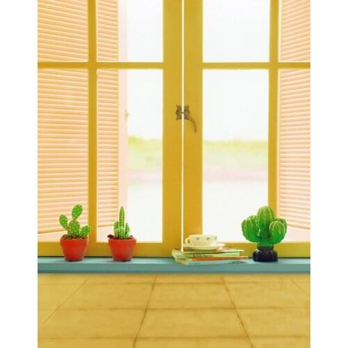 5x7ft Yellow Room Cactus Photography Backdrops Photo Props Studio Background