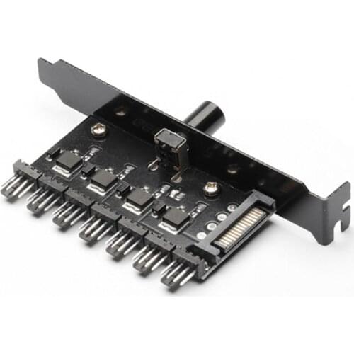 7 Channels Cooling Fan HUB SATA/4Pin Power Supply 1 Knob Radiator Speed Controller for CPU PC Case Chassis