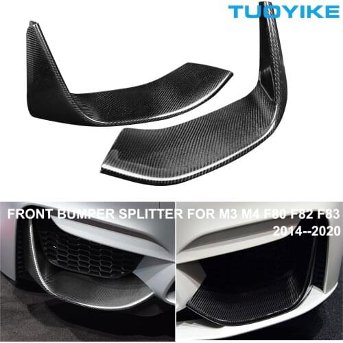 Car Styling Real Carbon Fiber Front Bumper Splitter Exterior Moulding For BMW M Series M3 Sedan F80 M4 Coupe F82 F83 2014-2020