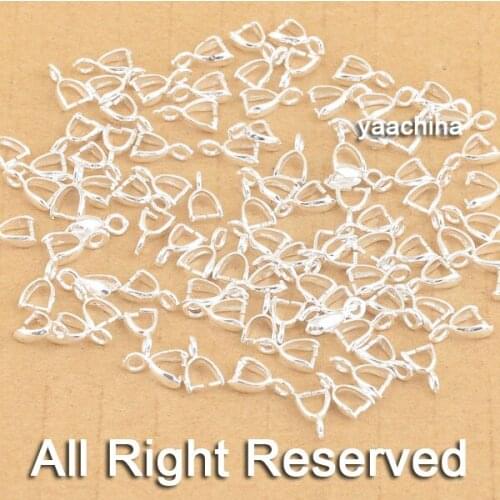 Free Shipping 100PCS Wholesale 925 Sterling Silver Jewelry Findings Bail Connector Bale Pinch Bail Pendant Linker