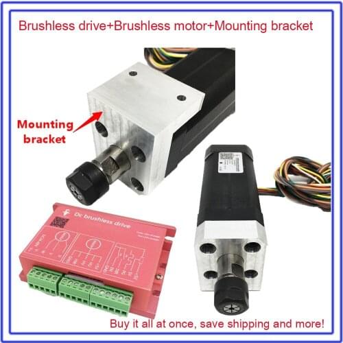 100W Brushless Spindle 45Ncm DC 42mm Motor+ Drive + Power Supply + Speed Indicator + Potentiometer + ER11 Collets Match MACH3