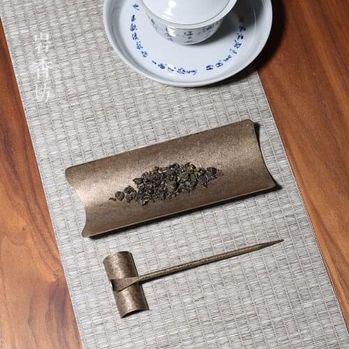 Bronze tea is a three piece kungfu tea ceremony accessories tea lotus spoon