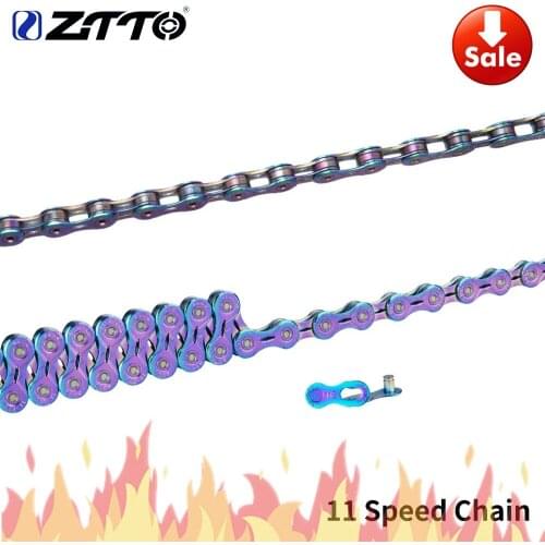 ZTTO 11 Speed SLR Chain 11s Colorful Road Bicycle ultralight Durable missing link Rainbow Chains for parts K7 MTB Mountain Bike