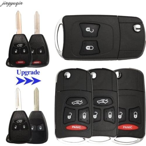 Jingyuqin Remote Car Key Case Shell Modified For Chrysler Town Country Dodge Grand Caravan Jeep No Battery Holder 2/3/4 Buttons