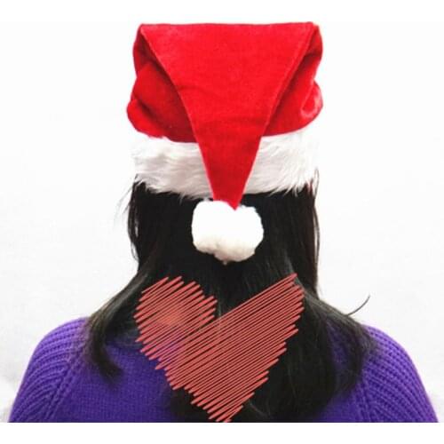Adult Kids Pleuche Velvet Christmas Santa Claus Hat With Plush Trim Thicken Liner Classic Party Xmas Costume Cap Wholesale