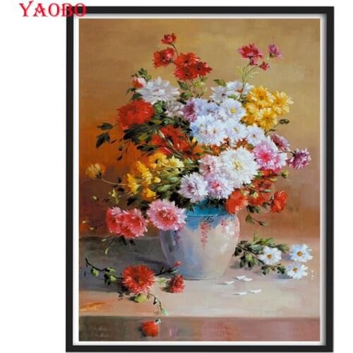 Europe Flowers Vase 5D DIY Diamond Painting cross stitch needlework mosaic square round diamond embroidery Home Decor