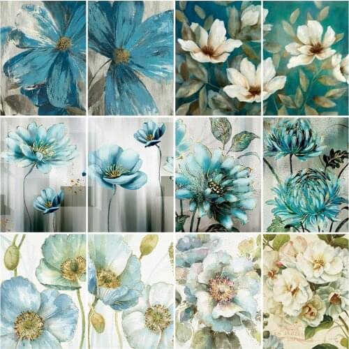 HUACAN Paint By Numbers White Flower Wall Art Unique Gift Hand Painted On Canvas Acrylic Picture By Numbers For Living Room