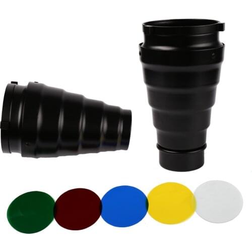 SH Studio light 5pcs Color Filter Kit Fittings Flash Accessories Mount Adapter to Projection Attachment Lens with Honeycomb Grid