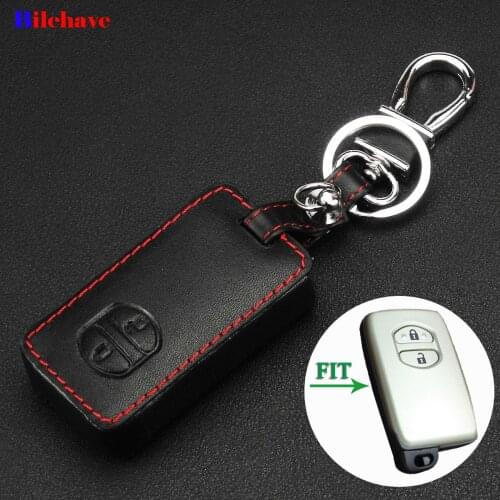 Bilchave 2 Buttons Remote Car Hand-stitched leather Case Cover Fob For Toyota Camry Highlander VIOS Yaris Car-Styling Holde