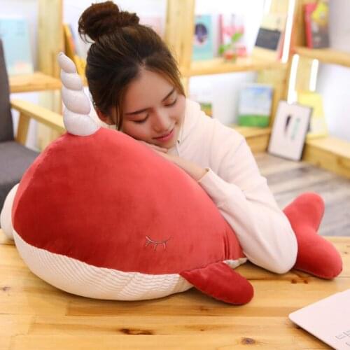 Narwhal Animals Doll Whale Plush Toy Cute Girl Sleeping Pillows Big Soft Shark Dolphin Dolls Korean Cute Dolls 31inch 80cm