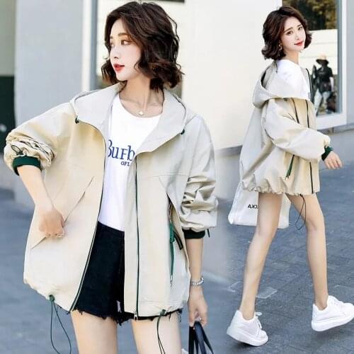 2021New Spring Autumn Womens Jackets Long Sleeve Causal Jacket Fashion Windbreaker Famale Korean Loose Plus Size Basic Coats