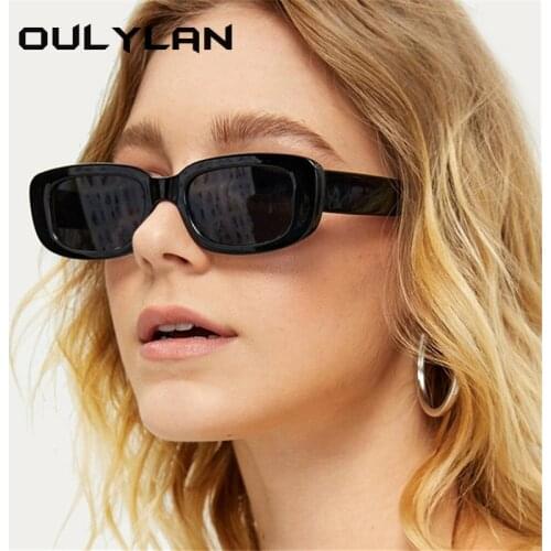 Oulylan Small Rectangle Sunglasses Women Men Vintage Brand Designer Square Sun Glasses Shades Female UV400 Leopard Red Sunglass