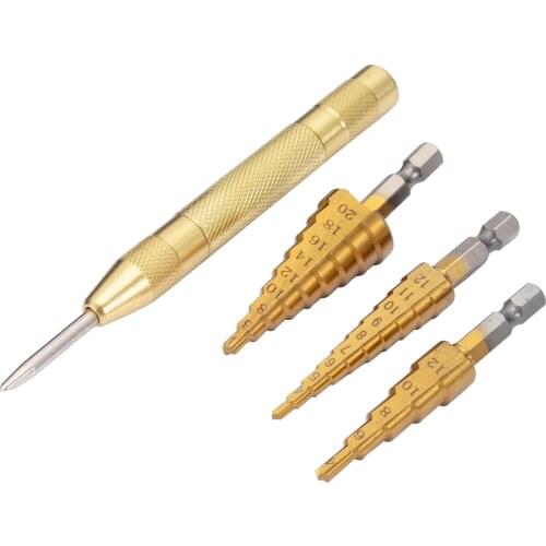 Mayitr 3pcs Step Drill Bits Step Drill HSS Step Drill HSS Large Cobalt Hole Titanium Cone Step Drill Bit Cutter With Pouch