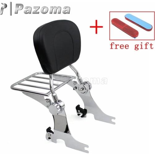 Motorcycle Chrome Sissy Bar Backrest Cushion Pad Detachable Luggage Rack Bracket for Harley Sportster XL 883 1200 2004-2017