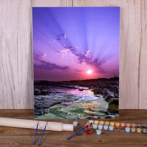 Landscape Sea Coloring By Numbers Painting Kit Acrylic Paints 50*70 Canvas Pictures Decorative Paintings Kids Handicraft