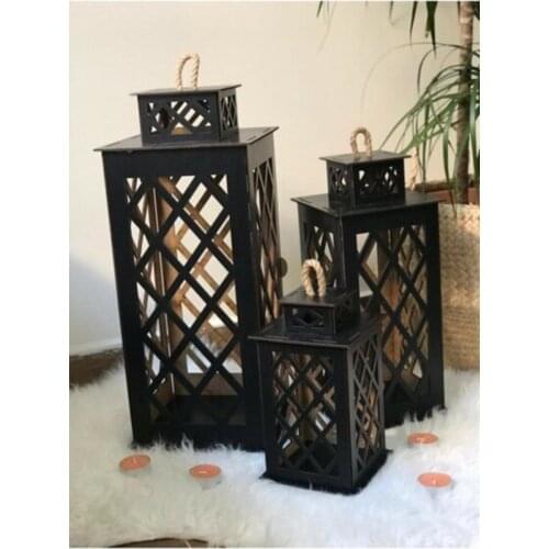 Wooden Lantern Candle Holder Set of 3 Authentic, A Great Accessory to Add Stylish to Your Modern Home