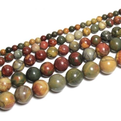 Natural Round Picasso Stone Beads for Jewelry Making DIY Bracelet Accessories