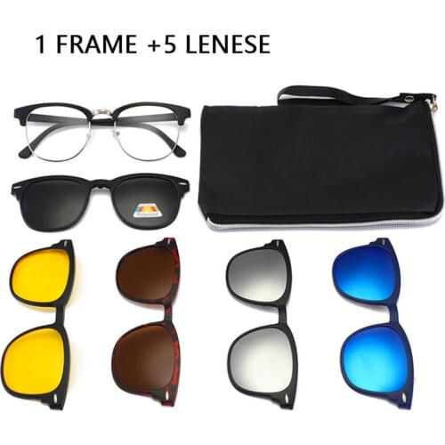 Magnetic Suction Set Of Sunglasses TR Full Frame Magnet Adsorption Myopia Polarized Light Glasses Men And Women Driving