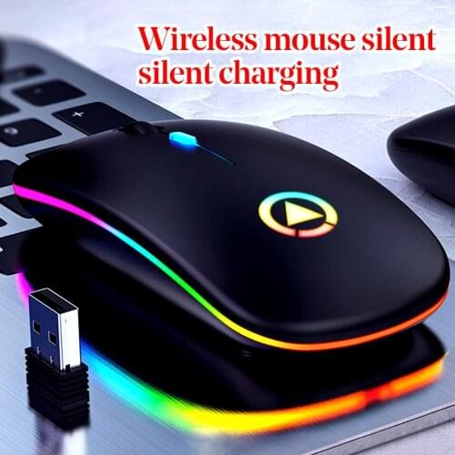 Rechargeable Wireless Mouse Computer Silent Colorful LED Mice Optical Ergonomic Gaming Mouse For Home Office PC Laptop