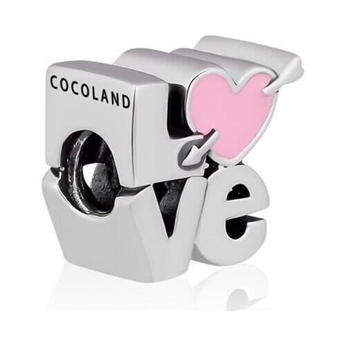 Fits Pandora Charms Bracelets Pink Love Beads 100% 925 Sterling-Silver-Jewelry Free Shipping DIY Making
