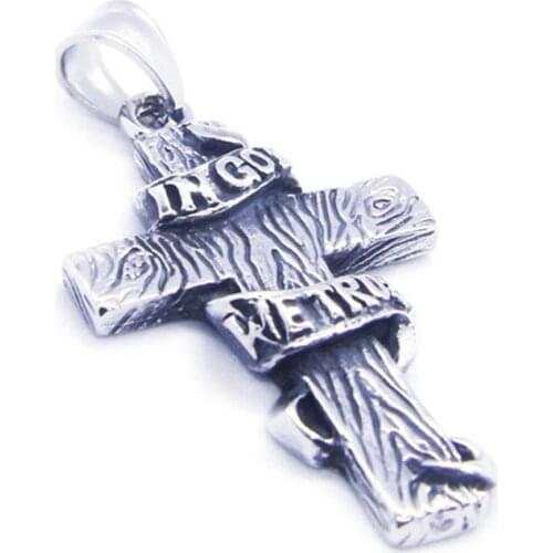 Support Dorpship New IN GOD WE TRUST Cross Pendant 316L Stainless Steel Fashion Jewelry God Cross Pendant
