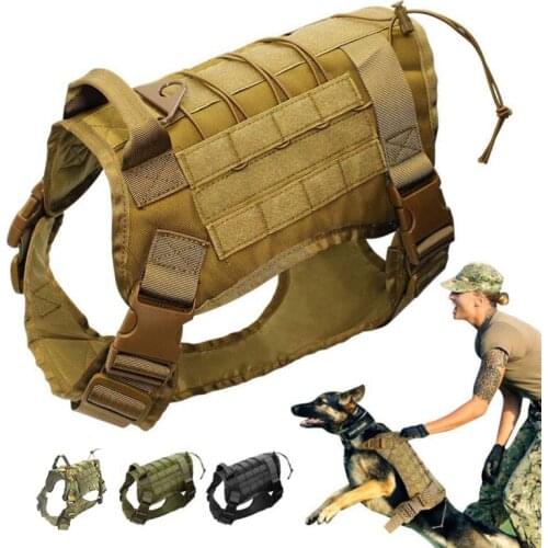 Adjustable Military Tactical Pet Harness Collar Working Dog Vest Hunting Nylon Leash Lead Training For Medium Large Dogs