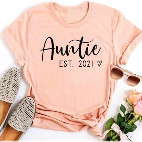 Auntie Shirt Harajuku Auntie Established Shirts Announcement Gift for Aunt Women Clothes 2021 Pregnancy Announcement Tee