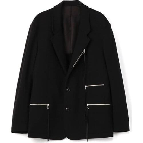 S-6XL 2019 Mens clothing fashion Star GD hair stylist personality design Zipper splicing sling Suit plus size Singer costumes