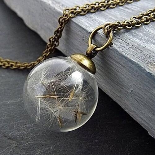 3PCS 16/20MM Simple Glass Vial Dandelion Necklace Seeds In Glass Wish Bottle Natural Jewelry Ornaments Gift For Friends
