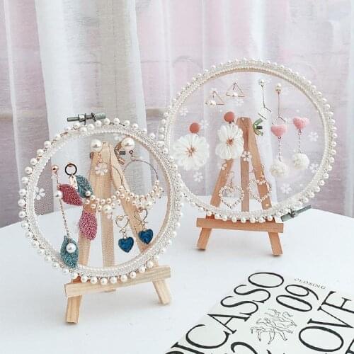 Lace Jewelry Storage Rack Earring Insert Display Stand Lady Jewelry Storage Holder Bathroom Vanity Tops Organizer Girl Gift