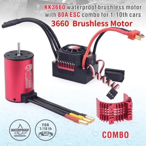 SURPASS HOBBY KK Waterproof Combo 3660 2600KV 3500KV Brushless Motor w//Heat Sink 60A / 80A Brushless ESC for RC 1/10 Car