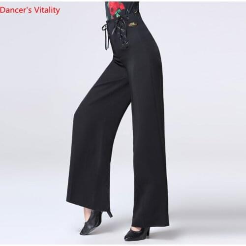 Women Latin Dance Pants 2018 New Adult Female Straight Trousers Ladys Ballroom Waltz Tango Square Dance Practice Costumes