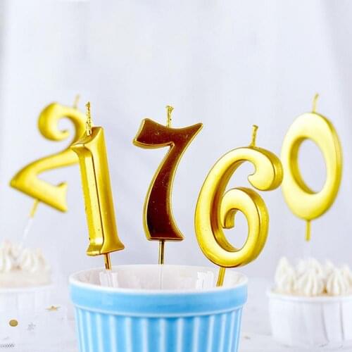 1Pc 0-9 Gold Birthday Large Size Cake Candle Sparkling Number Dessert Candles Birthday Cake Topper for Wedding Anniversary