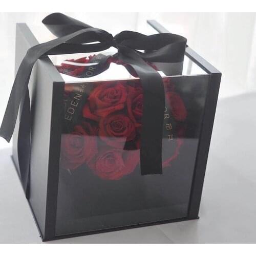 1pcs Floral Gift Box Immortal Flower Box Transparent Acrylic Square Box Heavy Metal Punk Box Upscale Flower art