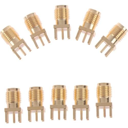 10pcs 1.6mm SMA Female Jack Solder Nut Edge PCB Clip Straight Mount Gold Plated RF Connector Receptacle Solder
