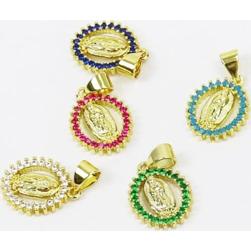 20Pcs Mix color Round Gold Jesus pendant Round Jewelry Pendant Jewelry Necklace Accessories New design pendant 51603