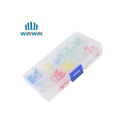 200PC/Lot 3MM 5MM Led Kit With Box Mixed Color Red Green Yellow Blue White Light Emitting Diode Assortment 20PCS Each New