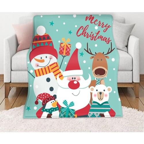 2021 Christmas Tree Snowman Throw Blanket Christmas Gifts Flannel Fleece Blanket Soft Plush Warm Winter Cabin Bedding 59x86 Inch