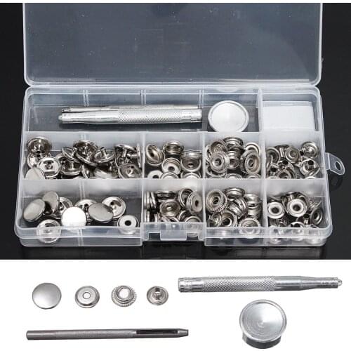 30 Set 15mm Heavy Duty Snap Fastener Popper Press Stud Button + Fixing Tool Kits
