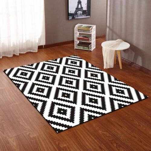 3D Printing Carpets for Living Room,2x4M Large Size Rectangle Rugs For Parlour ,Yogo Mat Black White Geometric Pattern 3D Carpe