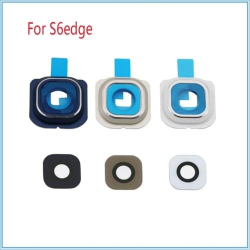 5sets/lot For Samsung Galaxy S6 S6 edge Camera lens Rear Camera Frame + Glass Full Set Cover Circle Ring with Adhesive sticker
