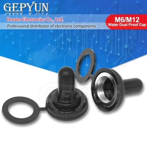 5Pcs Toggle Switch Water Dust Proof Cap Rubber Boot Cover 6mm Shaft Hole Mini MTS WPC-05 Black M12x0.75mm M6x0.75 Threaded