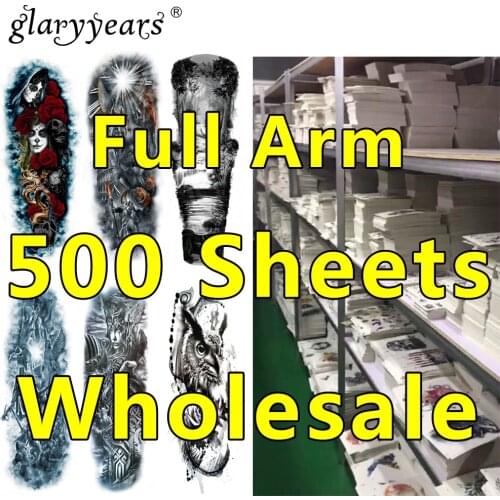 500 Pieces Wholesale Full Arm Tattoo Beauty Temporary Tattoo Henna Jewelry Decal Design Tattoos Sticker Makeup