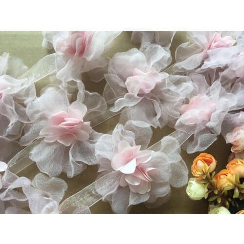 Organza large 3D flower accessories DIY decoration wedding baby clothes decoration bridesmaid wrist decoration