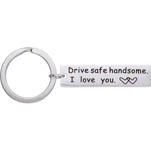 Stainless Steel Drive Safe I need you here with me Engraved Charm Keychains Key Ring as Gifts for Couples Boyfriends Key Chain